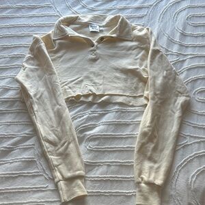 Princess Polly Cream Long Sleeve Crop Top